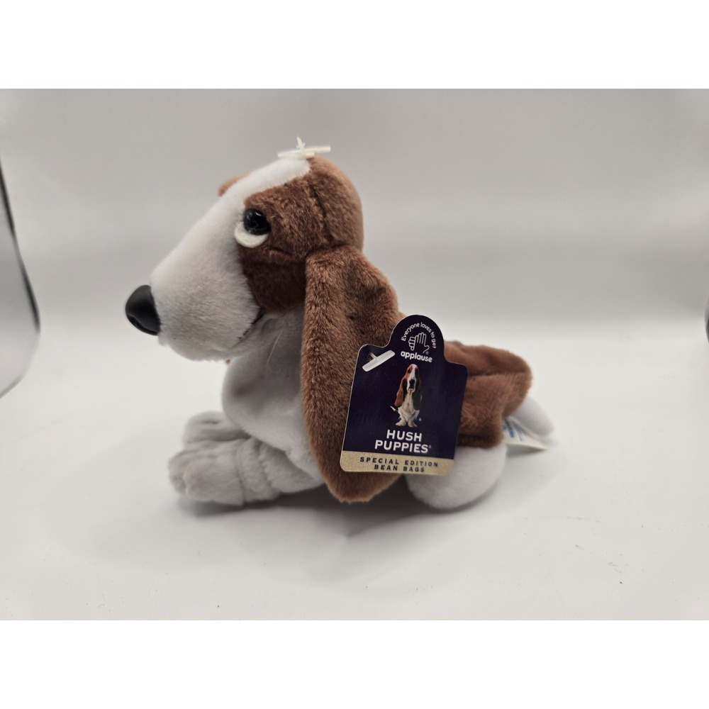 Applause Hush Puppies Bean Bag Stuffed Plush With Tag Brown Basset Hound Dog Aww